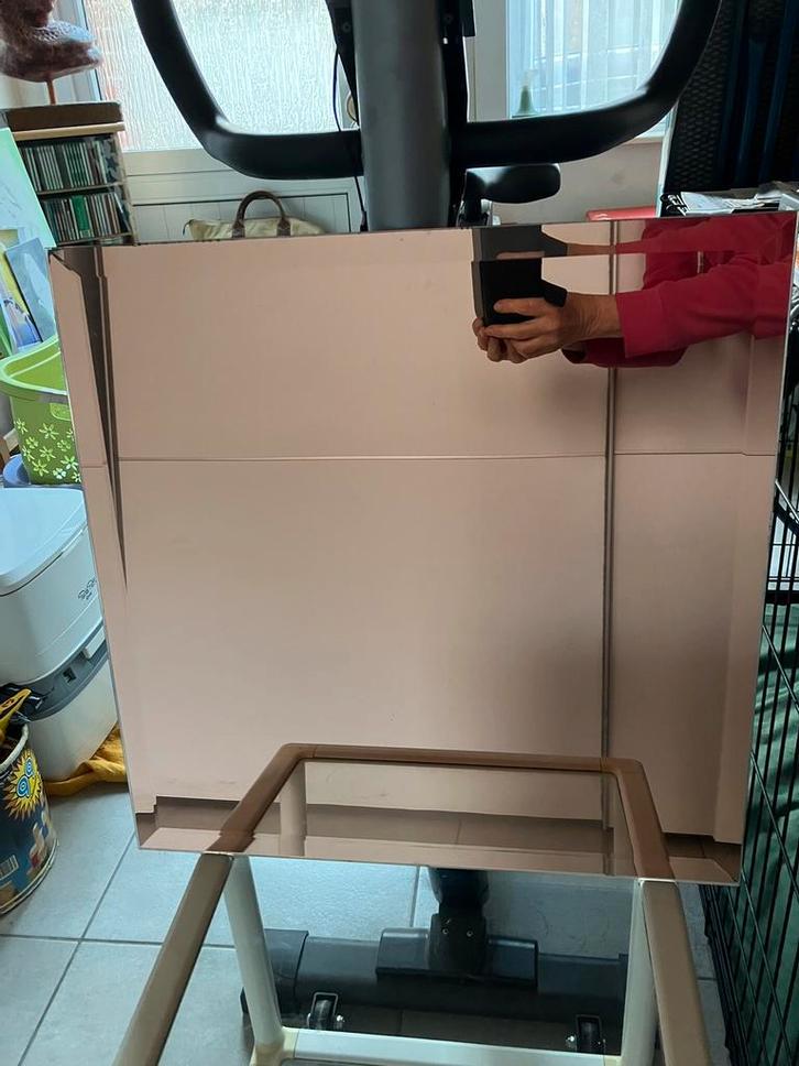 Spiegel brons, Huis en Inrichting, Woonaccessoires | Spiegels, Zo goed als nieuw, Vierkant, Ophalen