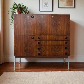 Armoire/meuble de bar vintage en bois avec cadre chromé, Enlèvement ou Envoi, Armoire