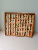 Houten letters, cijfers en tekeningen in doos, Ophalen of Verzenden, Gebruikt