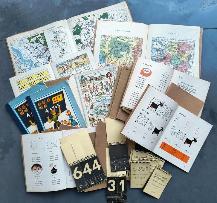 Lot oude schoolboeken en atlassen, Boeken, Schoolboeken, Gelezen, Ophalen of Verzenden