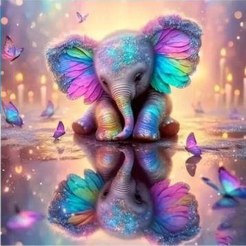 Diamond Painting spiegel olifant 30x30cm beschikbaar voor biedingen