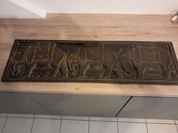 Tableau bois plein éléphants  beschikbaar voor biedingen