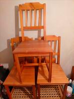 Grenen tafel met 3 stoelen, Huis en Inrichting, Tafels | Eettafels, Ophalen, Gebruikt, 100 tot 150 cm, 50 tot 100 cm
