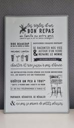 Plaque métal vinted "les règles d'un bon repas ", Huis en Inrichting, Woonaccessoires | Tekstborden en Spreuken, Ophalen, Zo goed als nieuw