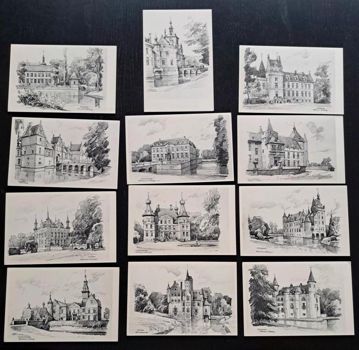 Tekeningen Herman Verbaere op kaarten 12x18 cm, Verzamelen, Foto's en Prenten, Zo goed als nieuw, Ophalen of Verzenden