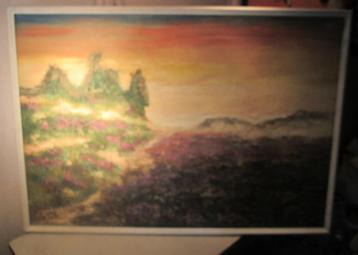 Mooi Groot Oud Geschilderd Werk 'Heidelandschap' - Dre beschikbaar voor biedingen