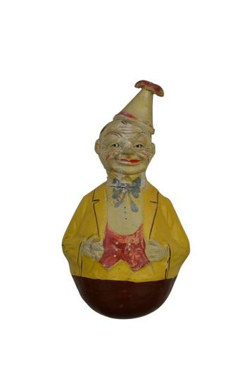 Grote Schoenhut Roly Poly Wobble Clown Papier Mache beschikbaar voor biedingen