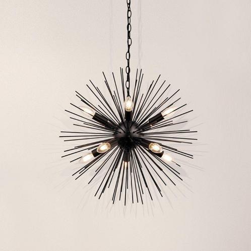 Zwarte hanglamp Sputnik Ø 56cm, Maison & Meubles, Lampes | Suspensions, Comme neuf, Métal, Enlèvement