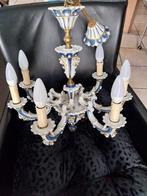 antieke kroonluchter met gratis  ledlampjes, Ophalen of Verzenden, Glas