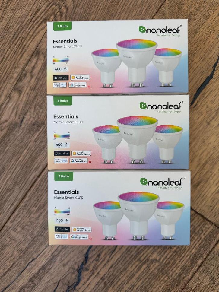 9 ampoules LED Nanoleaf GU10 (RGB), Maison & Meubles, Lampes | Spots, Comme neuf, Spot encastrable ou Spot mural, Synthétique