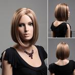 Luxe pruik bob model mix blond en bruin, Bijoux, Sacs & Beauté, Envoi, Neuf