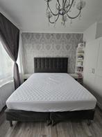 Boxspring velours gris (sans matelas !), Maison & Meubles, Enlèvement, Comme neuf, Gris