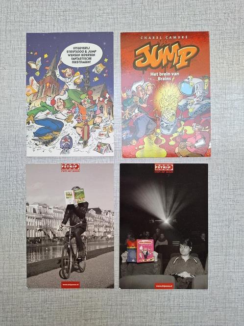 Cambré Jump - 4 postkaarten Strip 2000, Collections, Personnages de BD, Utilisé, Image, Affiche ou Autocollant, Autres personnages