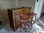 Mooie houten bar met 2 barkrukken, Antiek en Kunst, Antiek | Meubels | Kasten, Ophalen