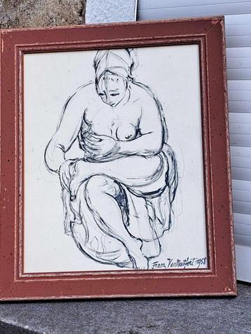 dessin femme signe franz van montfort beschikbaar voor biedingen