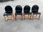 Leren stoelen, Ophalen, Zwart, Hout, Zo goed als nieuw