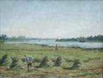 Isidore Meyers (1836-1917): Scheldeboorden (64 x 55 cm), Antiek en Kunst, Kunst | Schilderijen | Klassiek, Ophalen of Verzenden