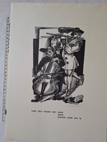 KOOPJE Houtsnede van Gerard Gaudaen "Leer zelf kiezen " beschikbaar voor biedingen