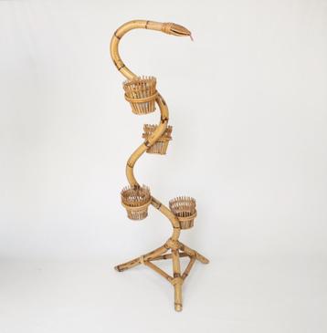 vintage boho rotan slang plantenhouder beschikbaar voor biedingen