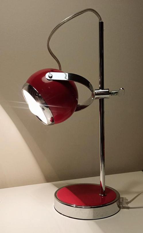 vintage eyeball Leitmotiv tafellamp rood en chroom, Huis en Inrichting, Lampen | Tafellampen, Gebruikt, Metaal, Ophalen of Verzenden
