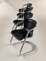 Set van vier Willy Rizzo stoelen, Huis en Inrichting, Ophalen, Gebruikt, Leer, Vier