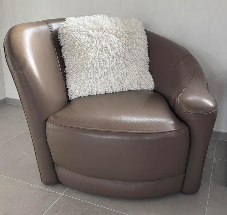 Set van 2 lederen zetels, Huis en Inrichting, Fauteuils, Zo goed als nieuw, Leer, Ophalen