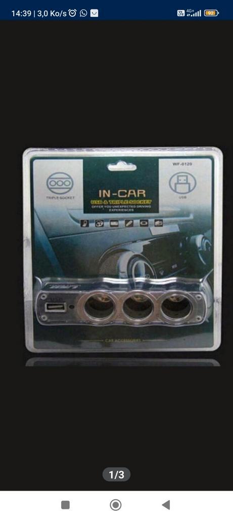 triple prise allume-cigare + 1 ports USB / 12/24V, Autos : Pièces & Accessoires, Autres pièces automobiles, Pièces universelles