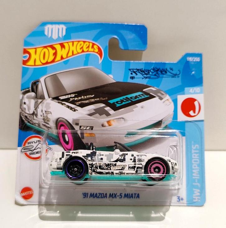 Hot Wheels '91 Mazda MX 5 Miata Mad Mike (2022), Hobby en Vrije tijd, Modelauto's | Overige schalen, Ophalen of Verzenden