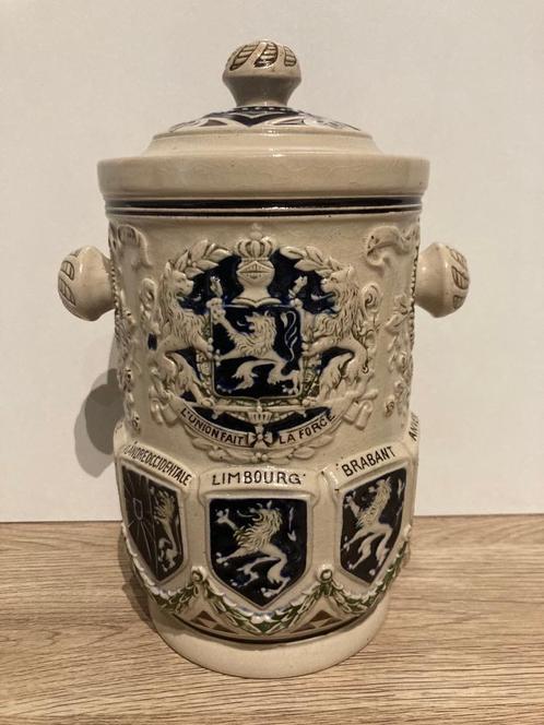 Schitterende antieke dekselpot in Duitse zandsteen, Antiek en Kunst, Antiek | Keramiek en Aardewerk, Ophalen of Verzenden