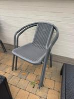 4 donkergrijze tuinstoelen te koop, Tuin en Terras, Tuinsets en Loungesets, Ophalen, 4 zitplaatsen, Kunststof, Zo goed als nieuw