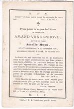 Priez. Van Den Hove Amand. ° Tronchiennes 1795 † Gand 1873, Verzamelen, Bidprentjes en Rouwkaarten, Ophalen of Verzenden, Bidprentje