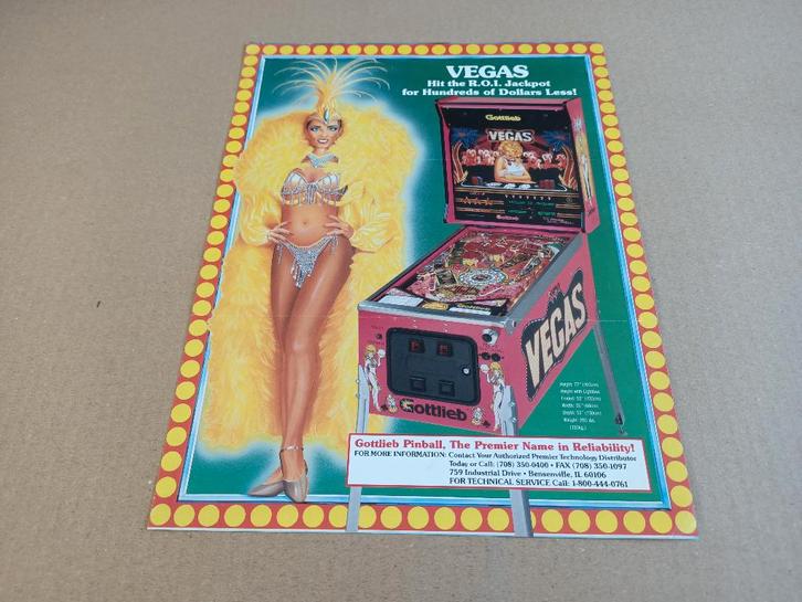 Flyer: Gottlieb Vegas (1990) Flipperkast, Collections, Machines | Flipper (jeu), Gottlieb, Envoi