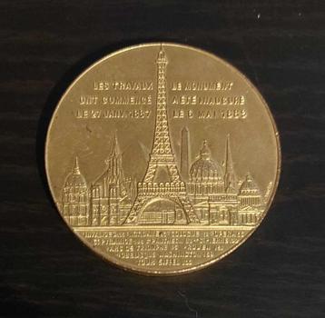 Médaille cuivre doré 1889 Tour Eiffel