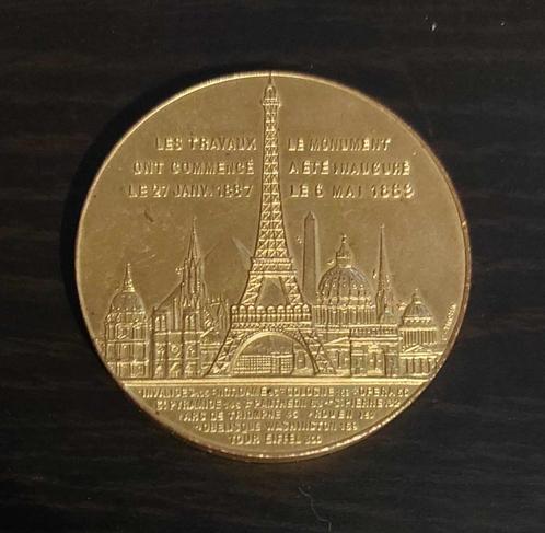 Médaille cuivre doré 1889 Tour Eiffel, Timbres & Monnaies, Pièces & Médailles, Enlèvement ou Envoi