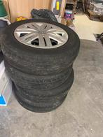 Stalen velgen met deksels en zomerbanden VW Polo, Auto-onderdelen, Banden en Velgen, Ophalen, 14 inch, Gebruikt, Velg(en)