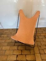 Vlinderstiel met mooie bekleding zalmkleurig blokje / zwart, Tuin en Terras, Ophalen, Zo goed als nieuw, Metaal