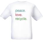 T-shirt / nieuw / peace-love-recycle, Manches courtes, Taille 36 (S), Enlèvement ou Envoi, Blanc