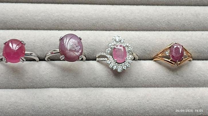 Sterling zilveren ringen met natuurlijke robijn, Handtassen en Accessoires, Ringen, Nieuw, Dame, Zilver, Zilver, Met edelsteen