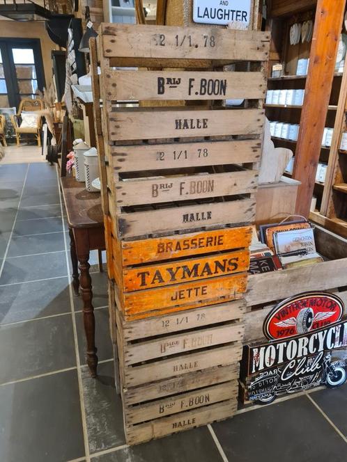 Oude houten kratten kisten brouwerij Boon brouwerij Taymans, Huis en Inrichting, Woonaccessoires | Kisten, Zo goed als nieuw, Ophalen
