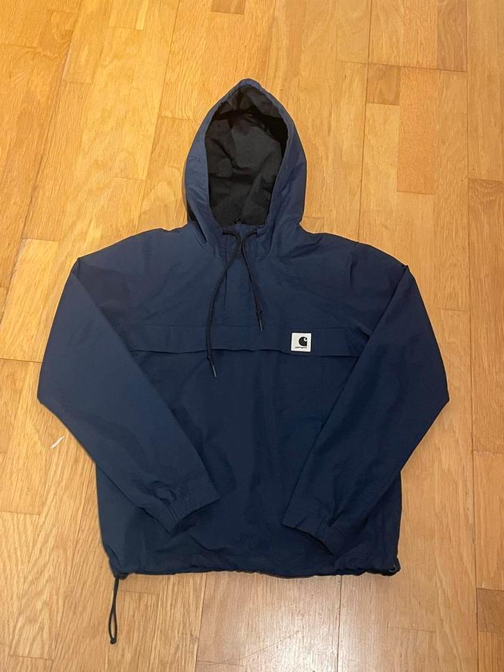 Carhartt WIP windbreaker pullover maat XS, Kleding | Heren, Jassen | Zomer, Zo goed als nieuw, Maat 46 (S) of kleiner, Blauw, Ophalen of Verzenden