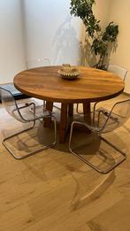Massief houten ronde tafel, Huis en Inrichting, Tafels | Eettafels, Ophalen, Gebruikt, Rond, 150 tot 200 cm