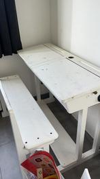 Oud schoolbankje! 2 zit. Af te schuren en opknappen., Huis en Inrichting, Ophalen, Zo goed als nieuw