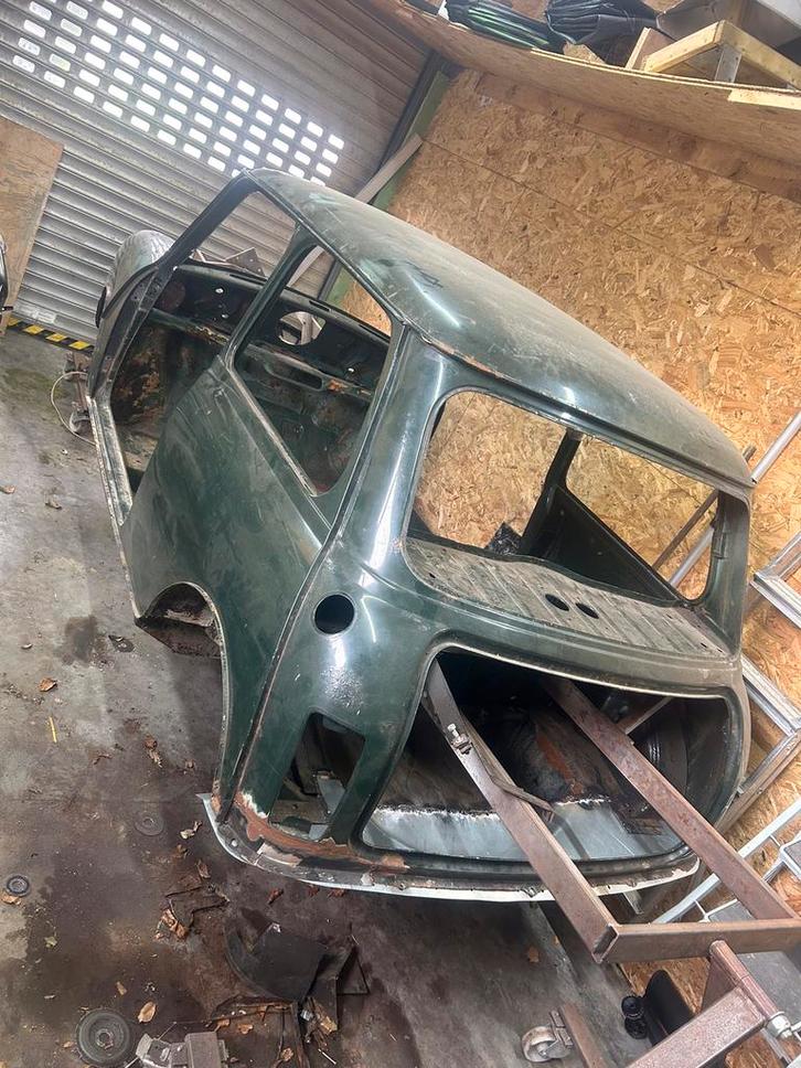 Mini classic, Auto's, Oldtimers, Particulier, Mini, Benzine, Stadsauto, 3 deurs, Handgeschakeld, Groen, Bruin, Leder en Stof, Ophalen