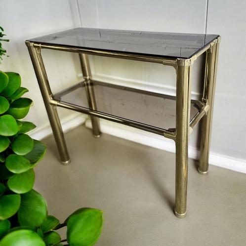 Vintage 'gouden' consoletafel / bijzettafel / etagere, Antiek en Kunst, Antiek | Meubels | Tafels, Ophalen of Verzenden