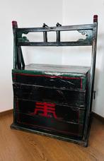 Antieke houten Chinese kist met 3 ruime opbergvakken, Ophalen, Gebruikt, Minder dan 50 cm, 75 tot 100 cm