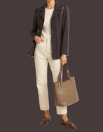 Blazer Absolu Paris avec détails en cuir taille 38, Taille 38/40 (M), Enlèvement ou Envoi, Brun, Porté