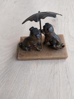Miniatuur metalen beeldje twee honden, Antiek en Kunst, Ophalen of Verzenden