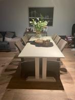 Eetkamer tafel en 6 stoelen, Gebruikt, Ophalen of Verzenden, Vijf personen of meer