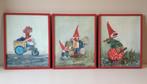 3 vintage kabouter ‘Pinnemuts’ schilderijen 31x25, Ophalen of Verzenden