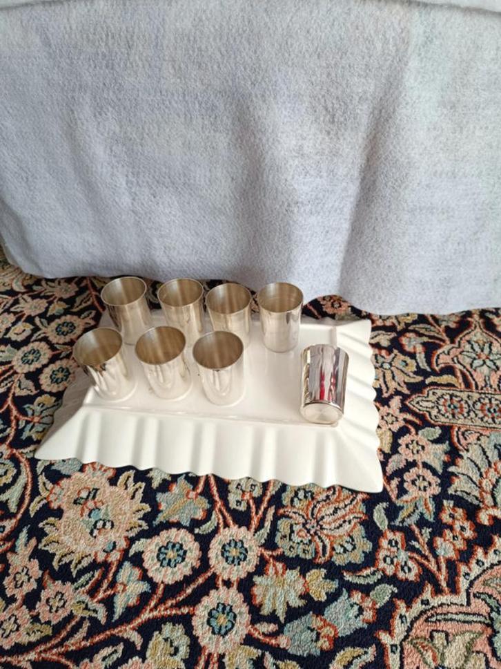 8 verzilverde likeurkopjes, Antiek en Kunst, Antiek | Zilver en Goud, Zilver, Ophalen